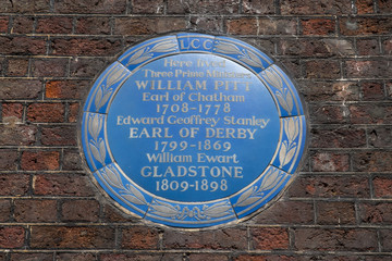 Three Prime Ministers Blue Plaque in London