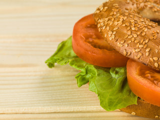 Tomato and Lettuce Salad Sesame Seeded Bagel