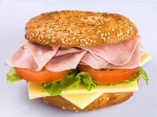 Ham Tomato and Cheese Salad Sesame Bagel