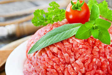Minced meat and herbs