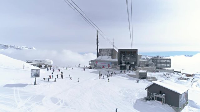 Aerial footage of LAAX, a winter resort in Switzerland. Drone footage in 4k quality.