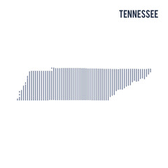 Vector abstract hatched map of State of Tennessee with vertical lines isolated on a white background.