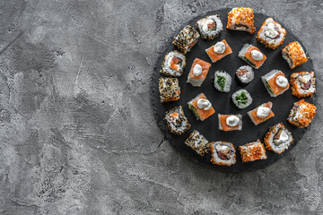Sushi set on a round board