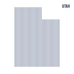 Vector abstract hatched map of State of Utah with vertical lines isolated on a white background.