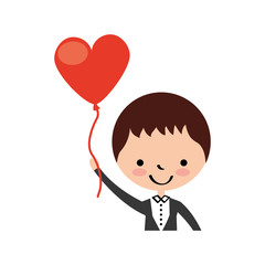 cute husband with heart shaped pumps avatar character vector illustration design