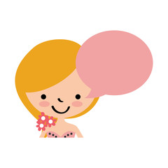 cute wife with speech bubble avatar character vector illustration design