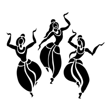 Indian dancers. Vector Illustration.