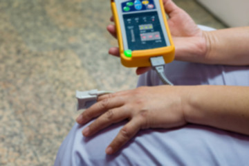 Medical equipment, doctors and nurses use to measure the oxygen in the patient's body in hotpital.