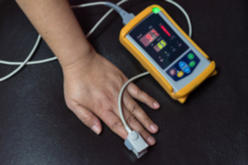 Medical equipment, doctors and nurses use to measure the oxygen in the patient's body in hotpital.
