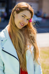 Obraz premium Portrait of happy smiling beautiful young woman