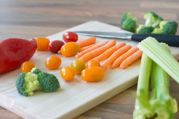 Colorful vegetables in modern kitchen interior