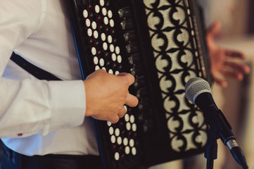 The musician playing the accordion