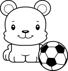 Cartoon Smiling Soccer Player Bear