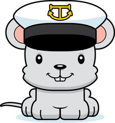 Cartoon Smiling Boat Captain Mouse