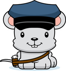 Cartoon Smiling Mail Carrier Mouse