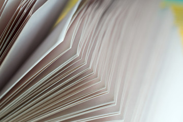 Open book on wooden table. Back to school. Copy space