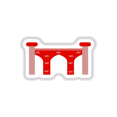 Vector illustration in paper sticker style Brick bridge