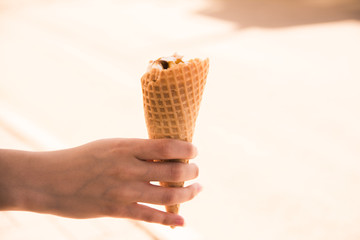 Girl offers ice cream