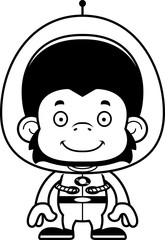 Cartoon Smiling Spaceman Chimpanzee