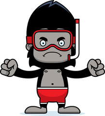 Cartoon Angry Snorkeler Gorilla