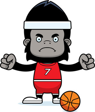 Cartoon Angry Basketball Player Gorilla
