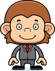 Cartoon Smiling Businessperson Monkey