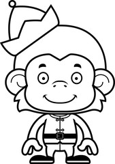 Cartoon Smiling Xmas Elf Monkey