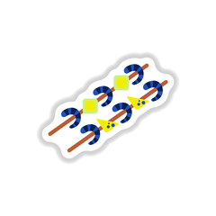 Shrimp on wood stick. Grilled Shrimp Skewers sticker