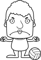 Cartoon Angry Beach Volleyball Player Woman