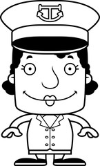 Cartoon Smiling Boat Captain Woman