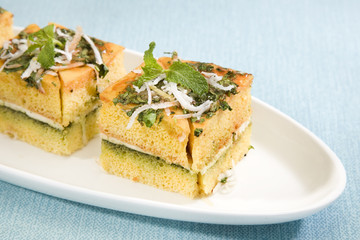 Indian Food Dhokla with Chees
