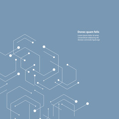 Vector abstract background with molecule structure, hexagons pattern. Science, combination of elements, social activity, new technologies and laboratory research