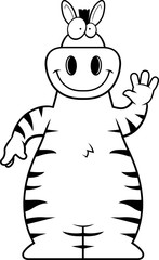 Cartoon Zebra Waving