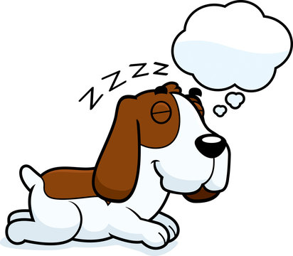 recommend clip art: Cartoon Basset Hound Dreaming