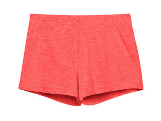 Red cotton summer sport woman shorts isolated on white