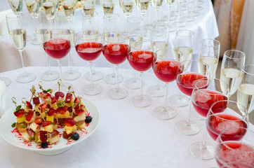 Catering bar for celebration. Interior for wedding day