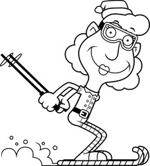 Cartoon Christmas Elf Skiing