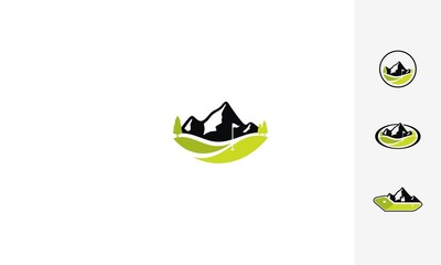 Mountain, golf, field, tree, emblem symbol icon vector logo - 163953225