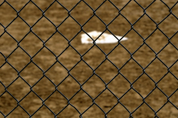 Baseball Home Plate and Backstop Fence