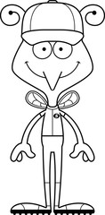 Cartoon Smiling Baseball Player Mosquito