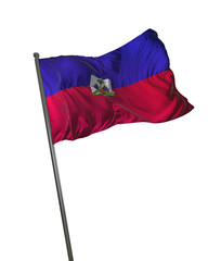 Fototapeta na wymiar Haiti Flag Waving Isolated on White Background Portrait