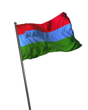 Karelia Flag Waving Isolated on White Background Portrait