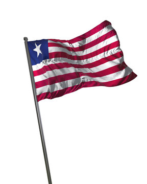 Liberia Flag Waving Isolated on White Background Portrait