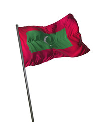 Maldives Flag Waving Isolated on White Background Portrait