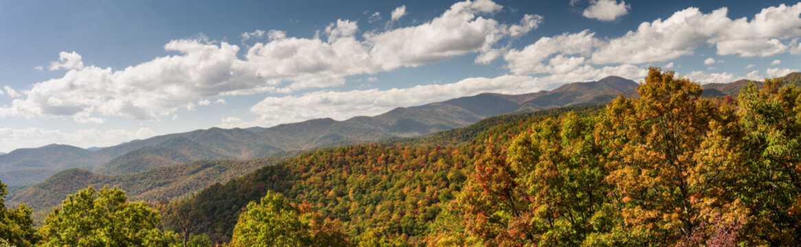 panorama view of the Appalachian mountains in the fall