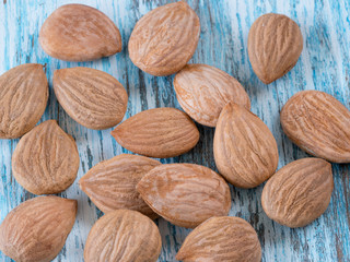 Background nuts dried apricot pieces piled background of dried fruit