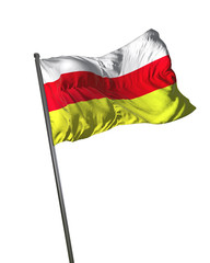 North Ossetia-Alania Flag Waving Isolated on White Background Portrait