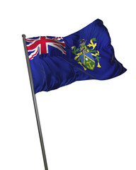 Pitcairn Islands Flag Waving Isolated on White Background Portrait