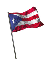 Puerto Rico Flag Waving Isolated on White Background Portrait