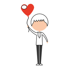 cute husband with heart shaped pumps avatar character vector illustration design